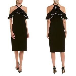 ShoShanna Off Shoulder Ruffle Sheath Dress Size 0